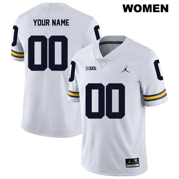 Women's NCAA Michigan Wolverines Custom #00 White Jordan Brand Authentic Stitched Legend Football College Jersey VF25I04ZG